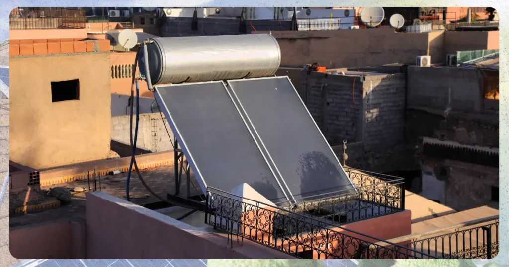 Eco hammam Morocco with solar panels on rooftop sustainable wellness tourism Marrakech