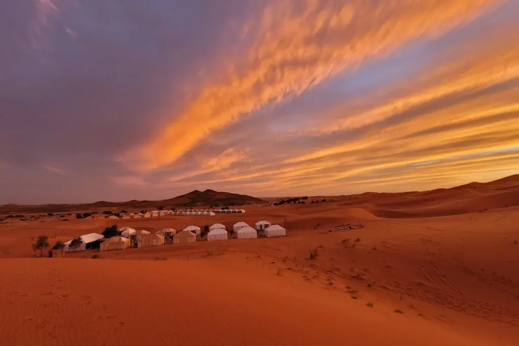 Luxury desert camp Merzouga Sahara Morocco glamping