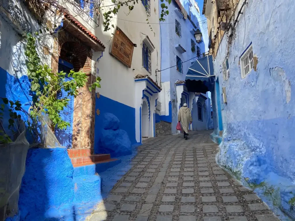 Colorful Moroccan medina street reflecting Morocco traditions and daily life