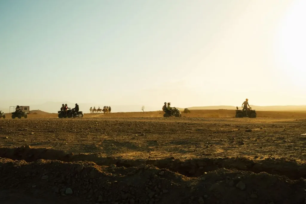 Agafay Desert Morocco stone landscape at sunset near Marrakech