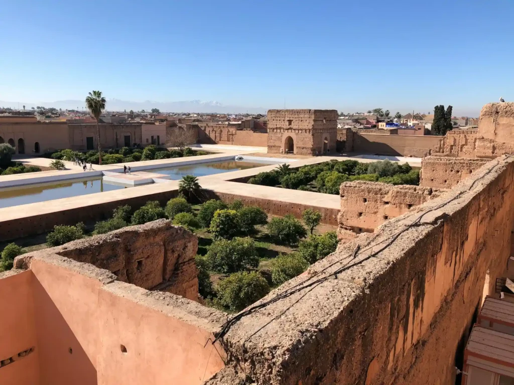 El Badi Palace Marrakech ruins with sunken gardens and ancient walls