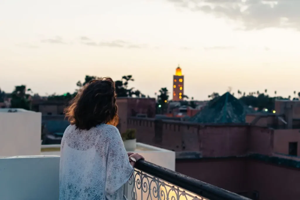 Traditional Moroccan riad courtyard for solo female travelers