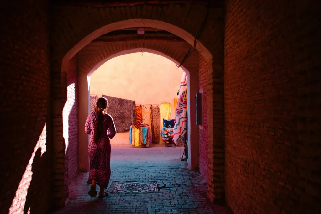 Narrow alleyway in the Fes medina, Morocco