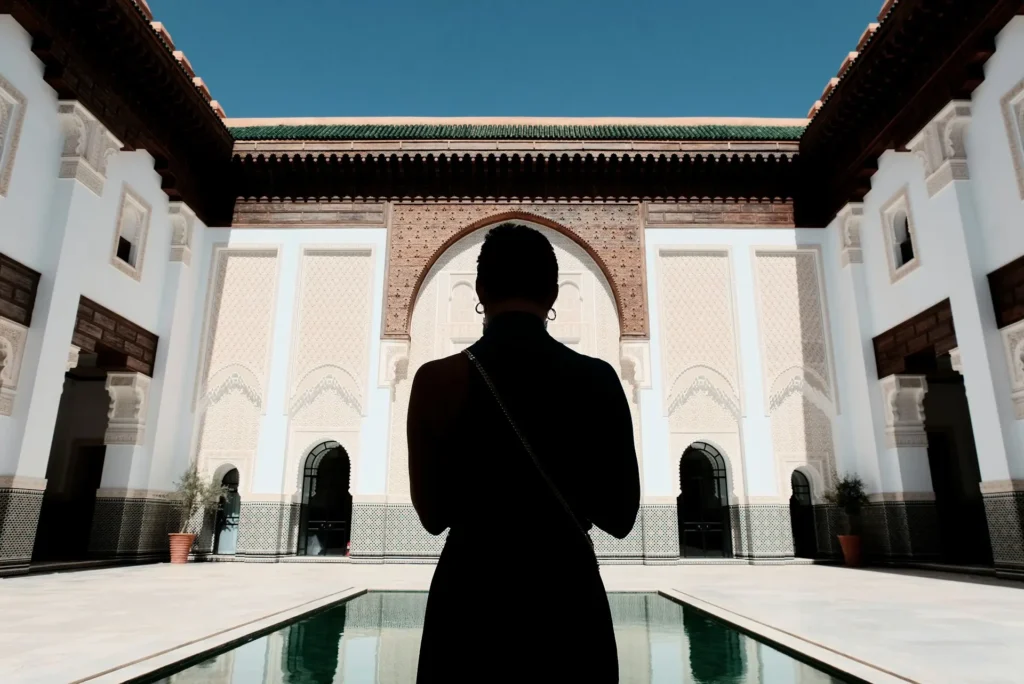 Solo female traveler exploring Marrakech, Morocco alone
